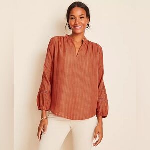 Ann Taylor | Eyelet Split Neck Blouse